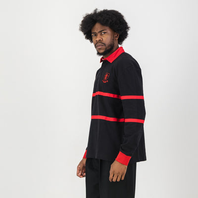 Classic Parktown Boys Long Sleeve Rugby Jersey - Durable Black Cotton Design
