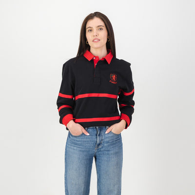 Classic Parktown Boys Long Sleeve Rugby Jersey - Durable Black Cotton Design