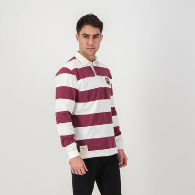Paul Roos White Long Sleeve Rugby Jersey - Premium Cotton Heritage Style