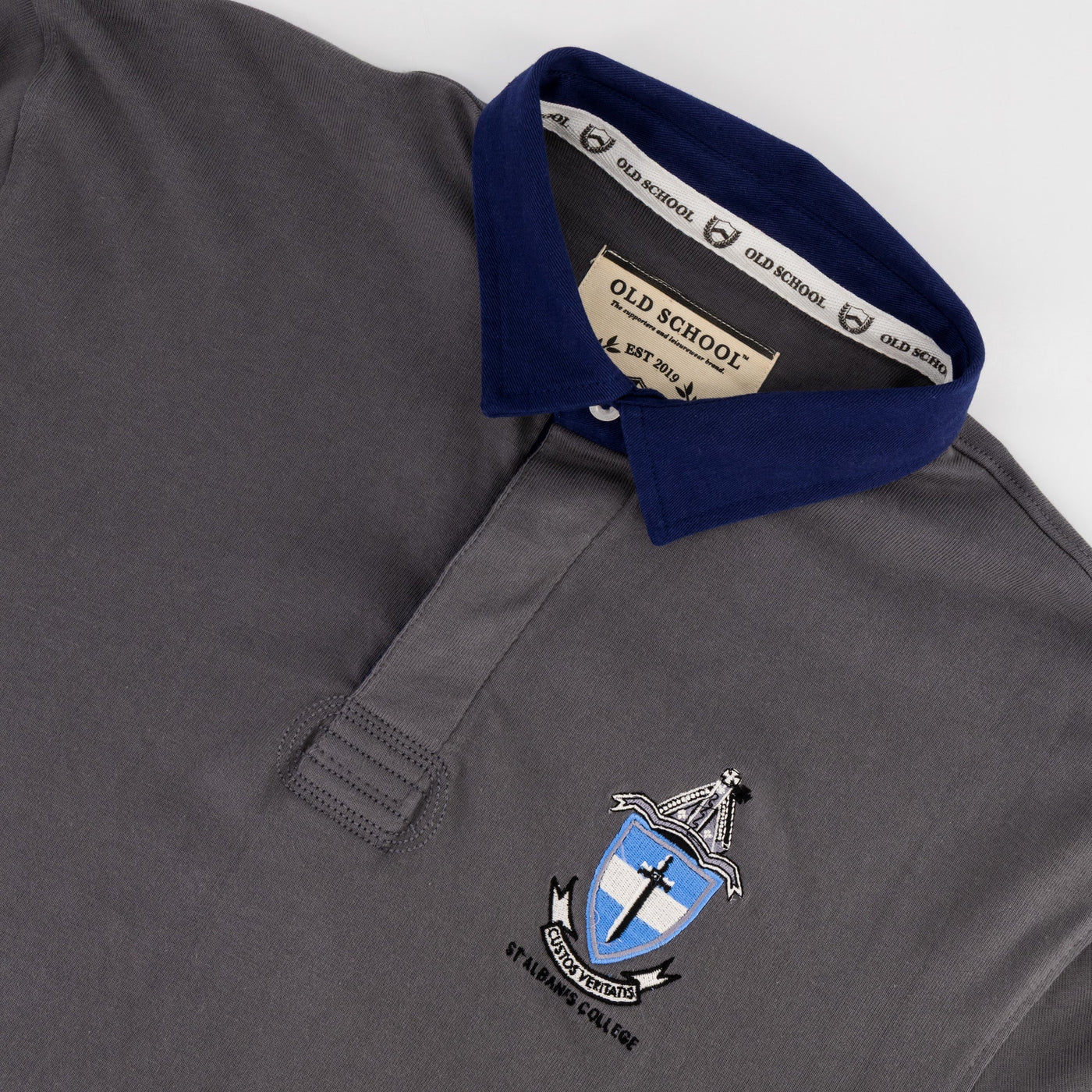 Durable Grey St Albans Rugby Jersey: Long Sleeve Cotton for School Pride