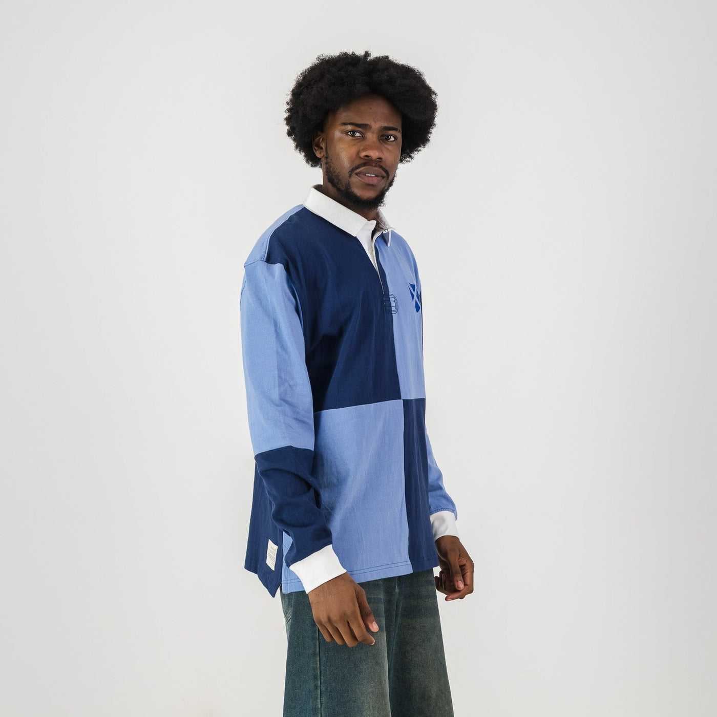 Classic St Andrews Quartered Long Sleeve Rugby Jersey - Moonlight Ocean