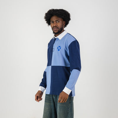 Classic St Andrews Quartered Long Sleeve Rugby Jersey - Moonlight Ocean