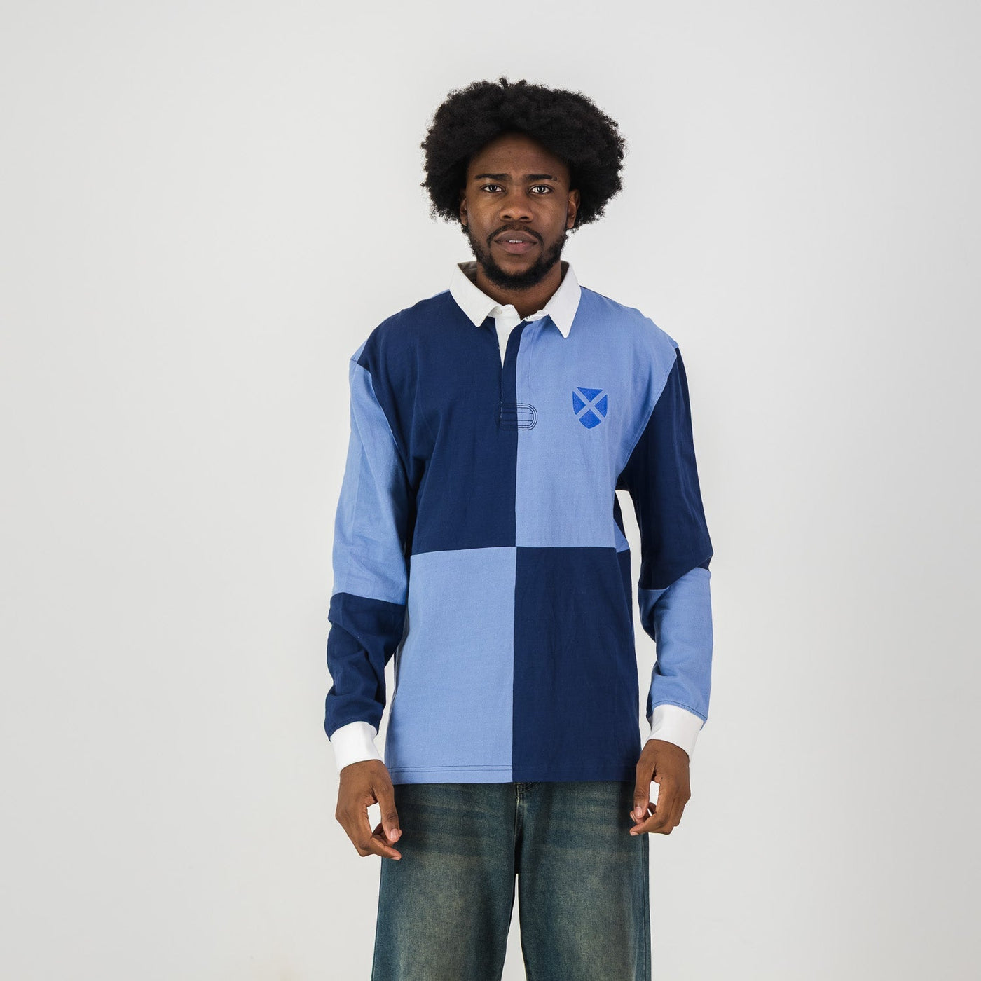 Classic St Andrews Quartered Long Sleeve Rugby Jersey - Moonlight Ocean