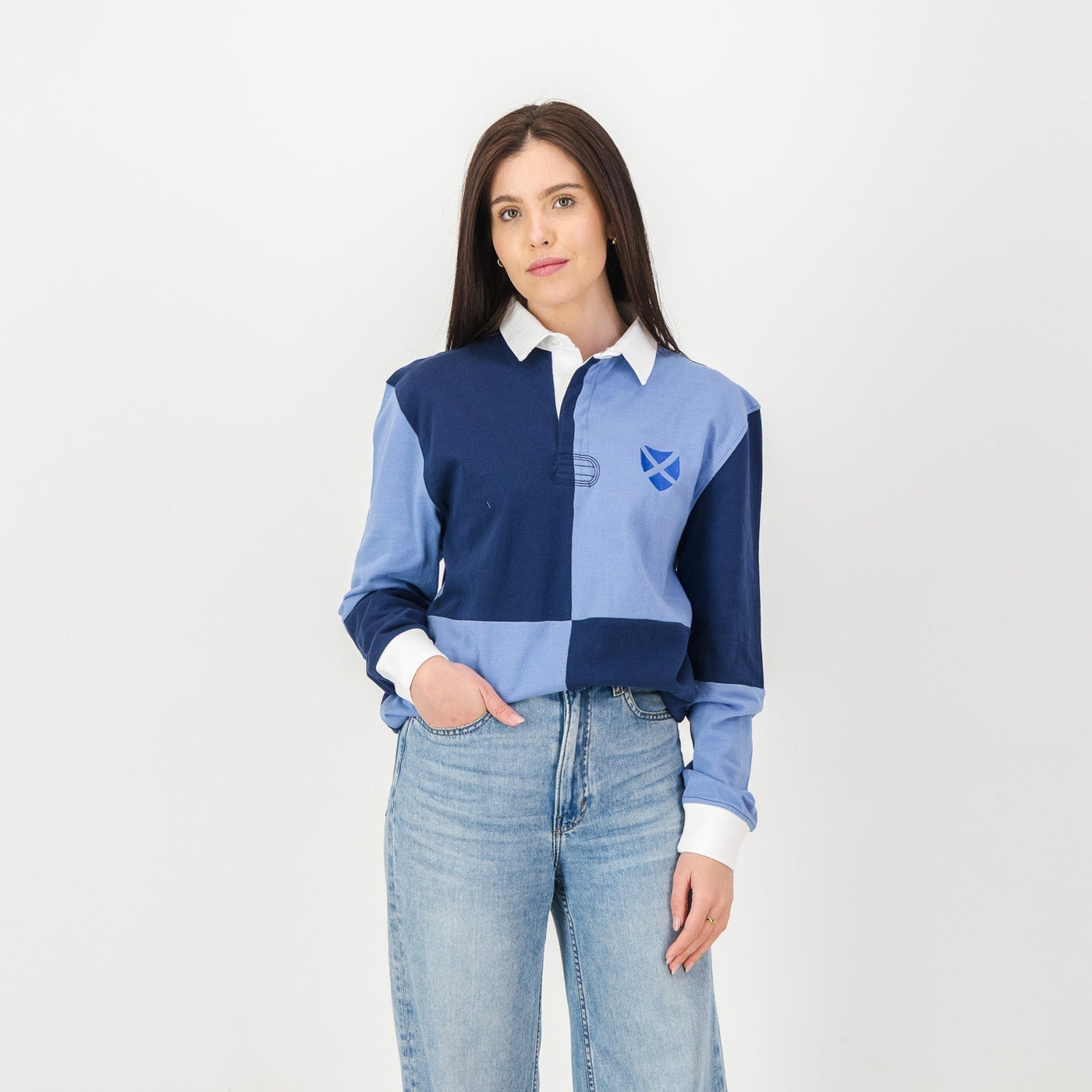 Classic St Andrews Quartered Long Sleeve Rugby Jersey - Moonlight Ocean