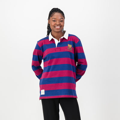 Premium St. Johns Long Sleeve Rugby Jersey - Durable Heavy Cotton Navy Peony