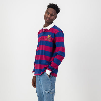 Premium St. Johns Long Sleeve Rugby Jersey - Durable Heavy Cotton Navy Peony