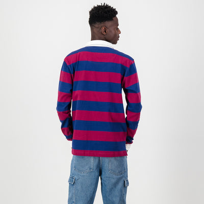 Premium St. Johns Long Sleeve Rugby Jersey - Durable Heavy Cotton Navy Peony