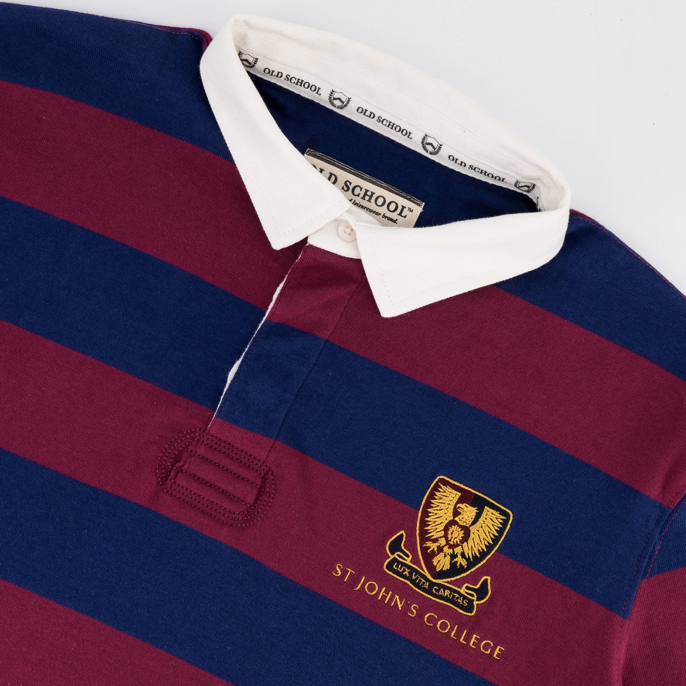 Premium St. Johns Long Sleeve Rugby Jersey - Durable Heavy Cotton Navy Peony