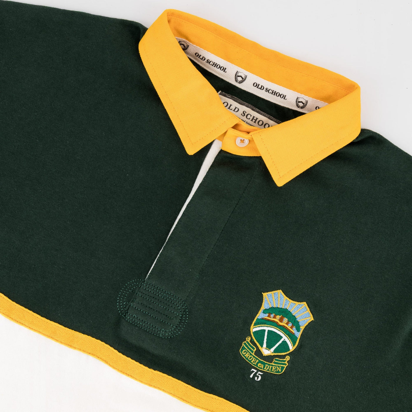 Wonderboom Old School Green Long Sleeve Rugby Jersey – Durable Cotton, Classic Fit, Embroidered