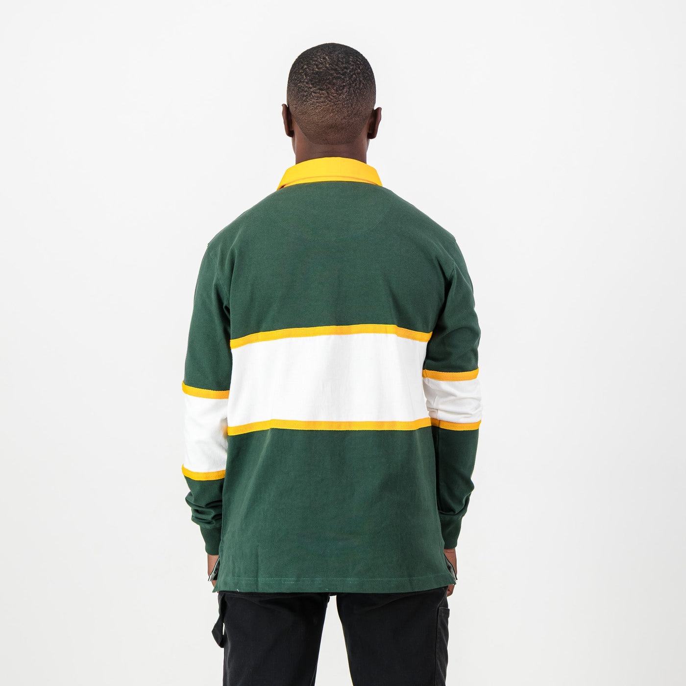 Wonderboom Old School Green Long Sleeve Rugby Jersey – Durable Cotton, Classic Fit, Embroidered