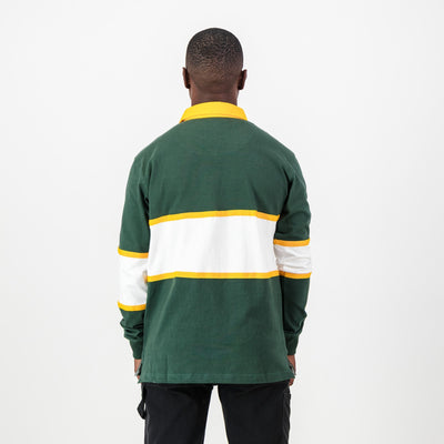 Wonderboom Old School Green Long Sleeve Rugby Jersey – Durable Cotton, Classic Fit, Embroidered