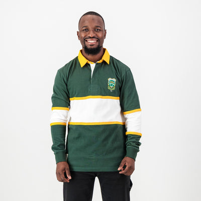 Wonderboom Old School Green Long Sleeve Rugby Jersey – Durable Cotton, Classic Fit, Embroidered
