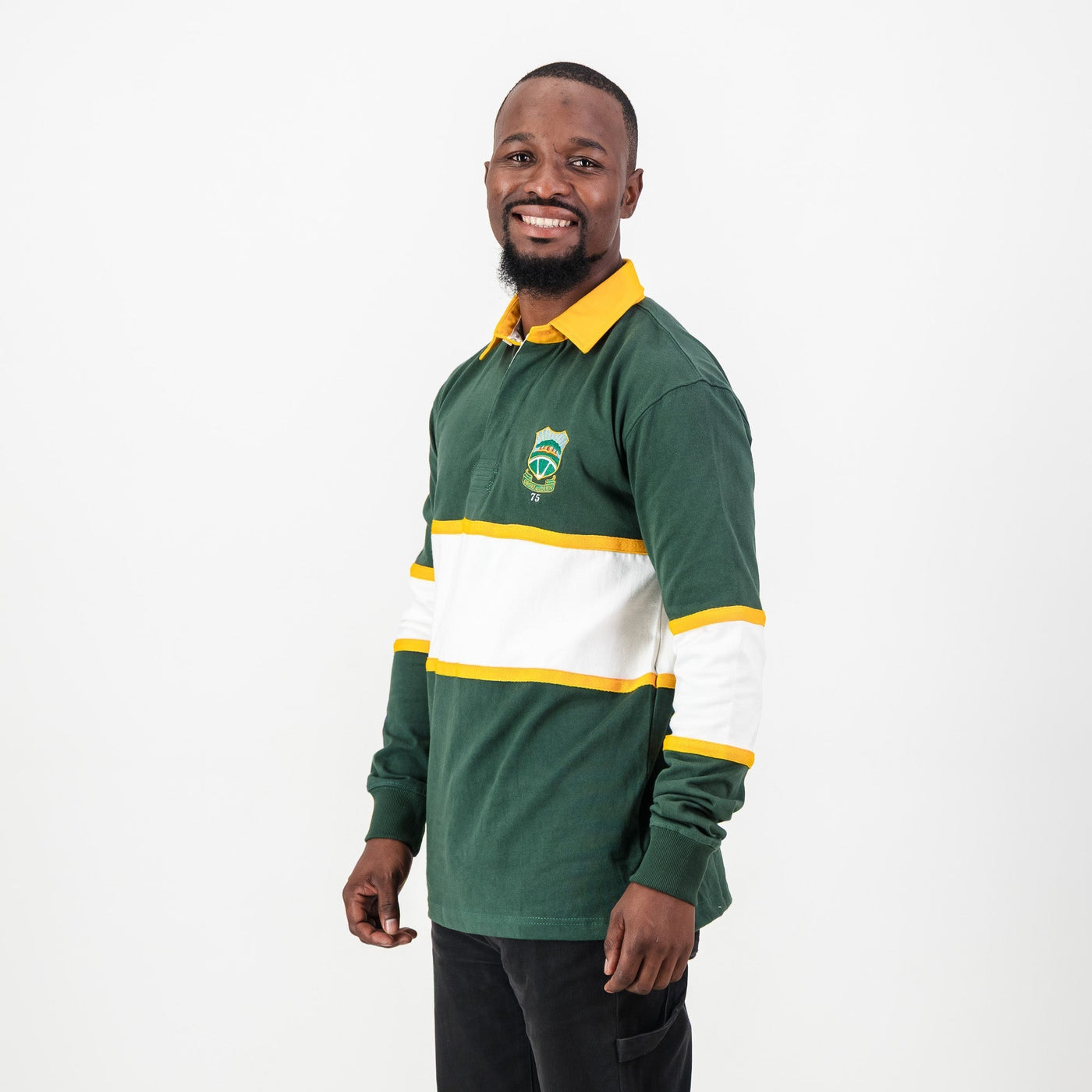 Wonderboom Old School Green Long Sleeve Rugby Jersey – Durable Cotton, Classic Fit, Embroidered