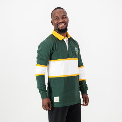 Wonderboom Old School Green Long Sleeve Rugby Jersey – Durable Cotton, Classic Fit, Embroidered