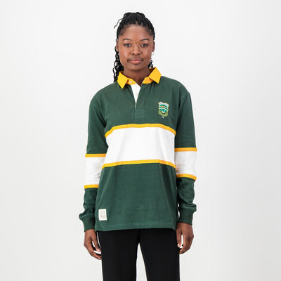Wonderboom Old School Green Long Sleeve Rugby Jersey – Durable Cotton, Classic Fit, Embroidered