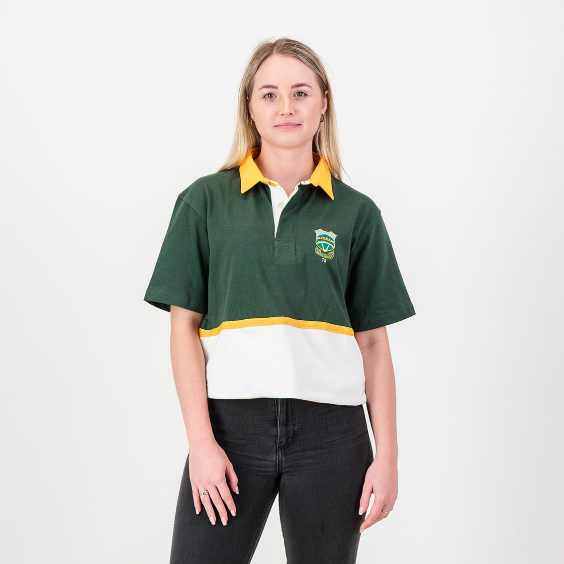 Rugged Wonderboom Old School Green Short Sleeve Rugby Jersey - Durable Cotton Comfort