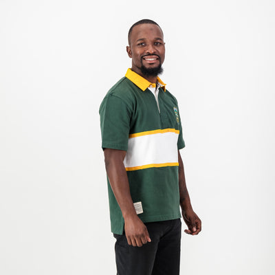 Rugged Wonderboom Old School Green Short Sleeve Rugby Jersey - Durable Cotton Comfort