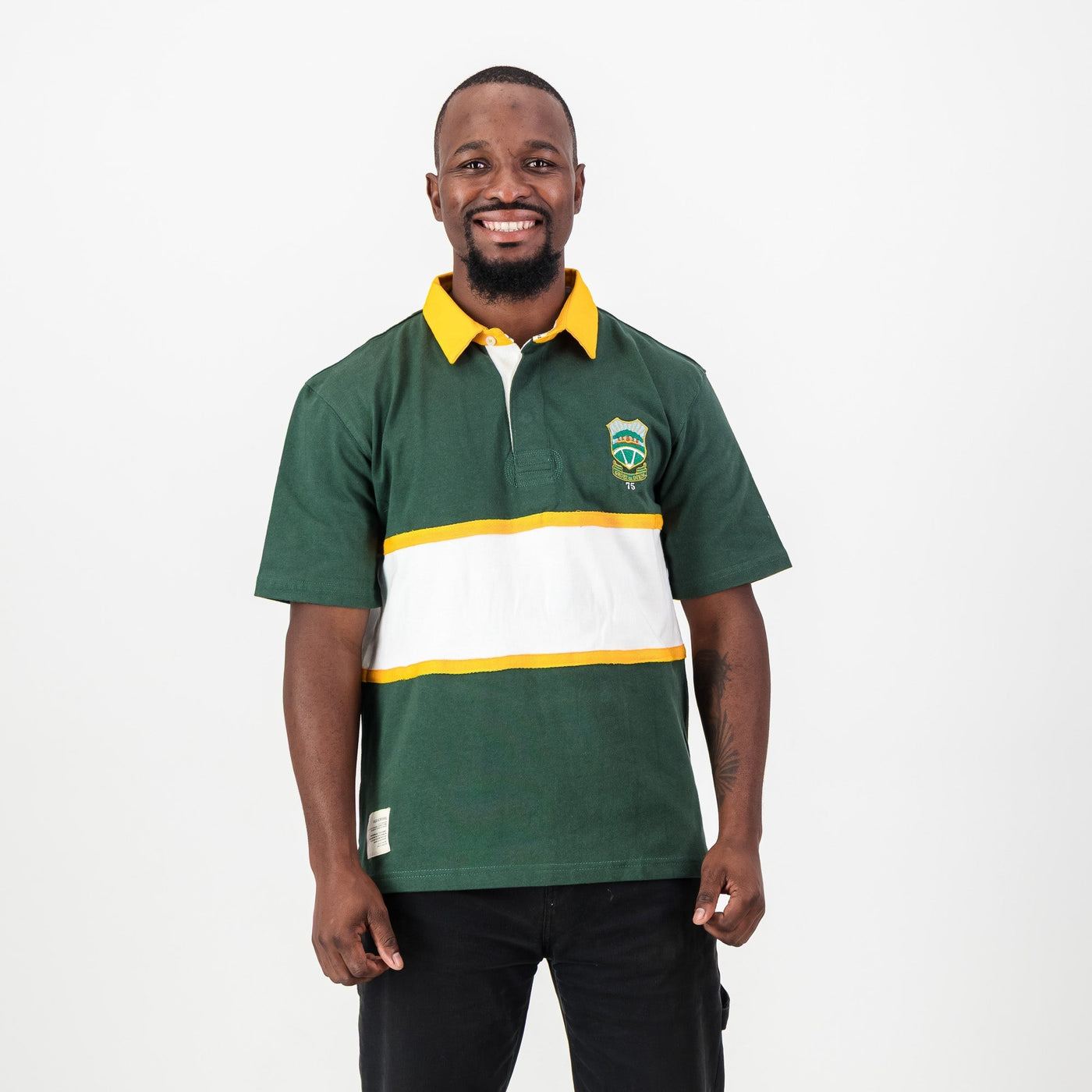 Rugged Wonderboom Old School Green Short Sleeve Rugby Jersey - Durable Cotton Comfort