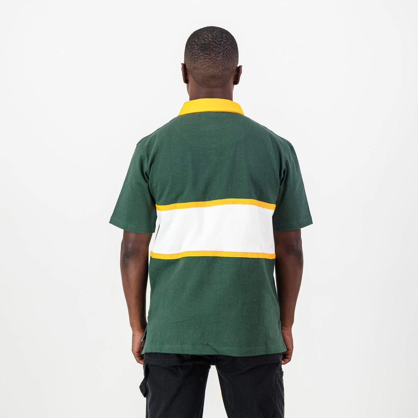 Rugged Wonderboom Old School Green Short Sleeve Rugby Jersey - Durable Cotton Comfort