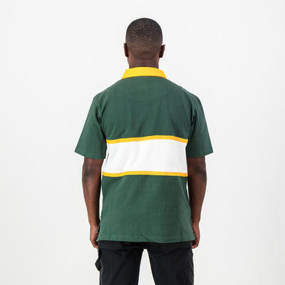 Rugged Wonderboom Old School Green Short Sleeve Rugby Jersey - Durable Cotton Comfort