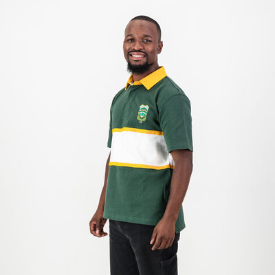 Rugged Wonderboom Old School Green Short Sleeve Rugby Jersey - Durable Cotton Comfort