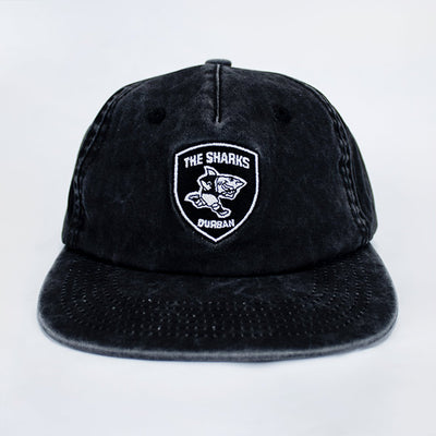 Provincial Sharks Black Washed Rugby Cap - Distressed Cotton Twill Hat