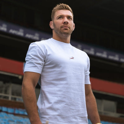 Springboks Official Rugby Fan Crew Tee - White Heavyweight Cotton Comfort
