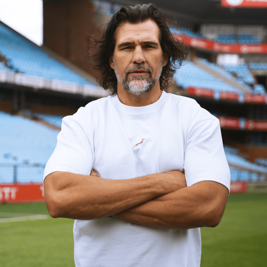 Springboks Official Rugby Fan Crew Tee - White Heavyweight Cotton Comfort