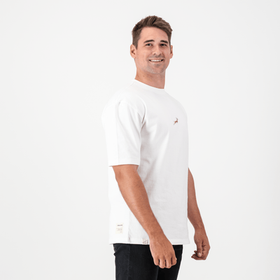 Springboks Official Rugby Fan Crew Tee - White Heavyweight Cotton Comfort