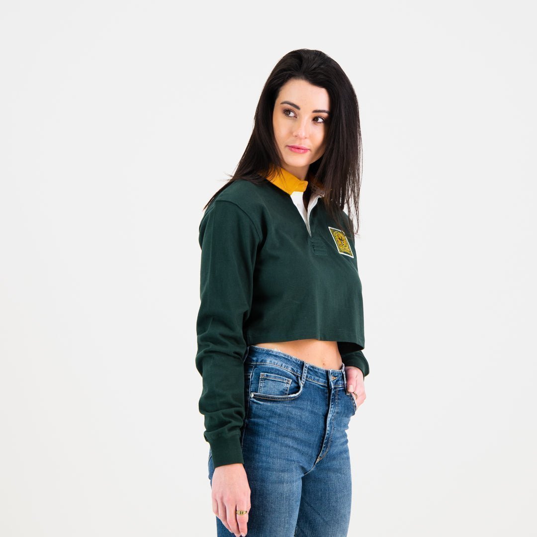 South African Supporters Classic Crop Rugby Jersey: Green Gold Heavyweight Cotton