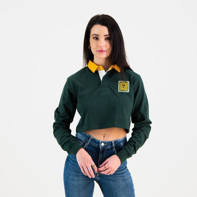 South African Supporters Classic Crop Rugby Jersey: Green Gold Heavyweight Cotton