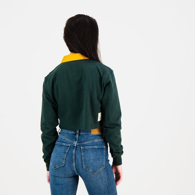 South African Supporters Classic Crop Rugby Jersey: Green Gold Heavyweight Cotton