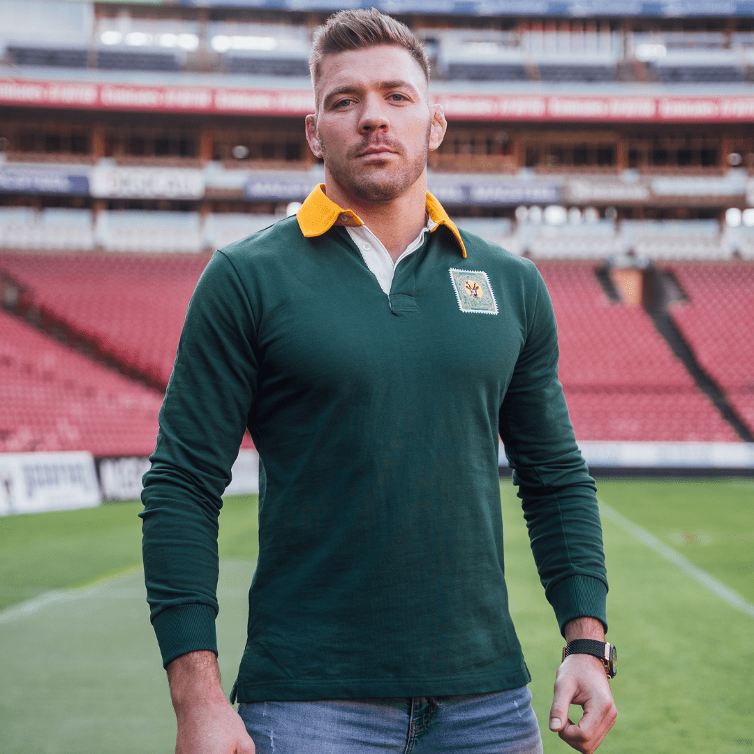 South African Rugby Supporters Long Sleeve Jersey - Classic Green Gold Edition