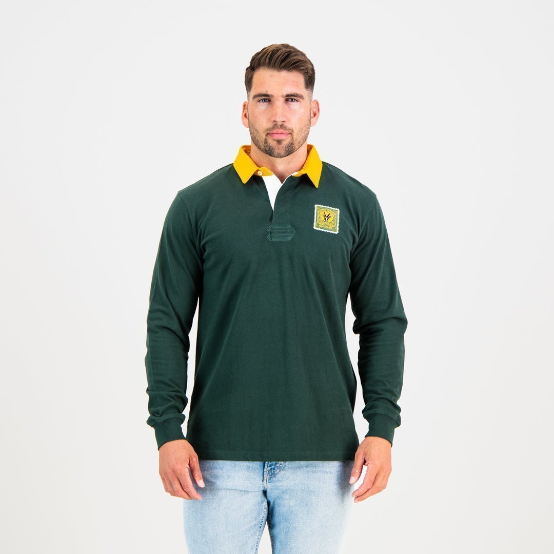 South African Rugby Supporters Long Sleeve Jersey - Classic Green Gold Edition