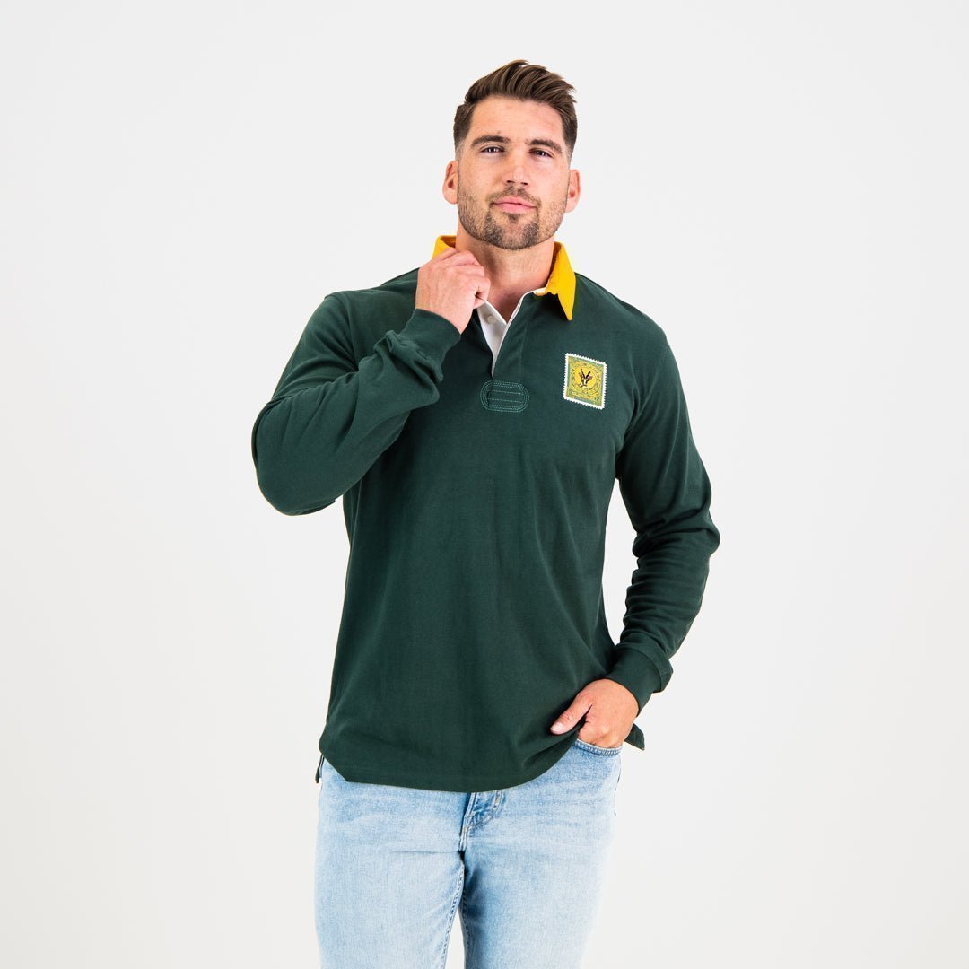 South African Rugby Supporters Long Sleeve Jersey - Classic Green Gold Edition