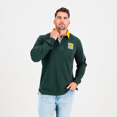 South African Rugby Supporters Long Sleeve Jersey - Classic Green Gold Edition
