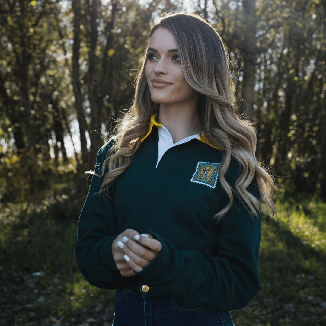 South African Rugby Supporters Long Sleeve Jersey - Classic Green Gold Edition
