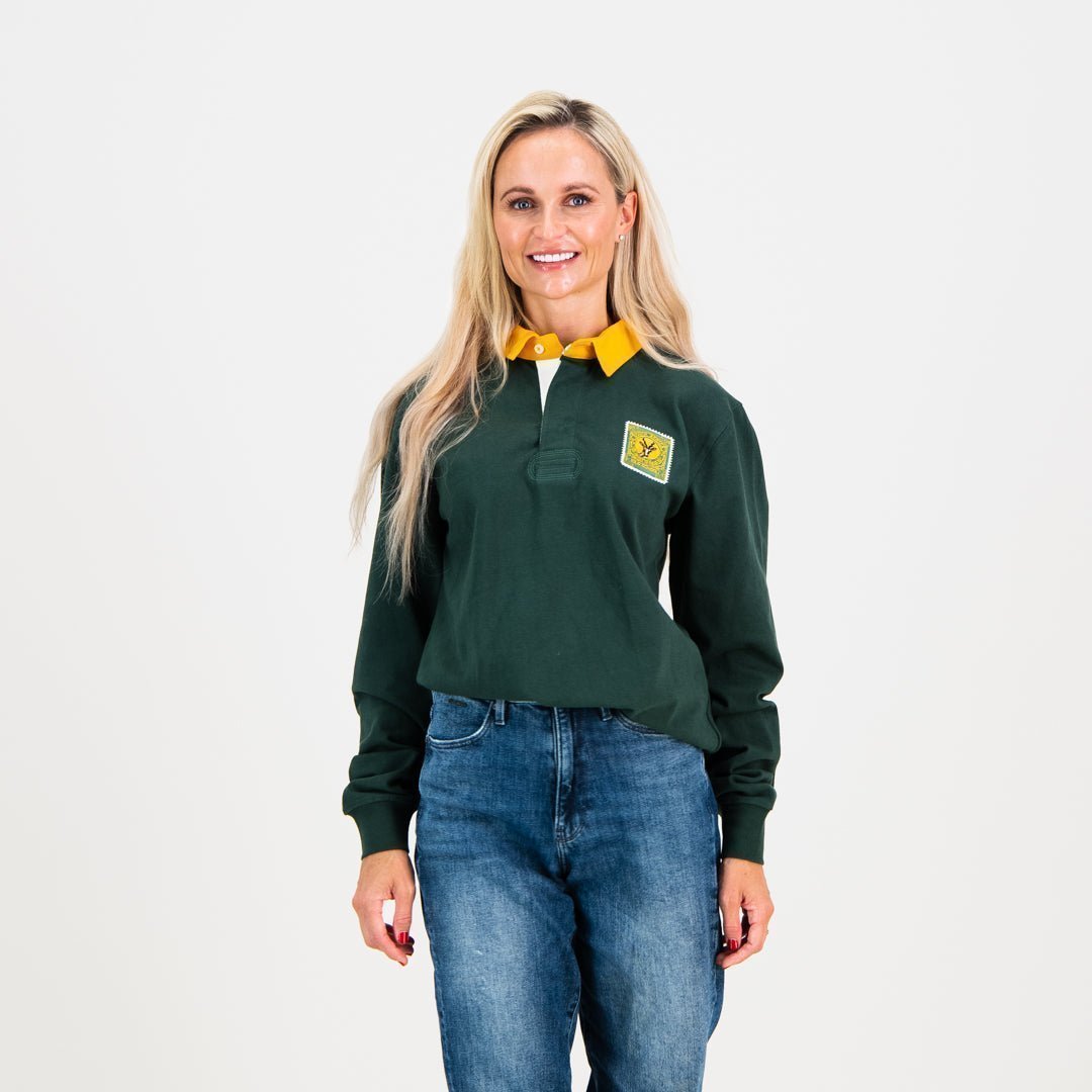South African Rugby Supporters Long Sleeve Jersey - Classic Green Gold Edition