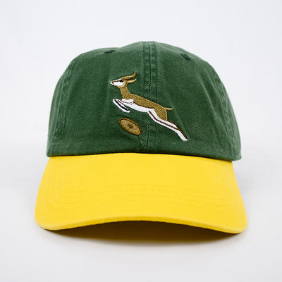 Springboks Two-Tone Dad Cap: Embroidered Rugby Ball, Adjustable Cotton Twill Design