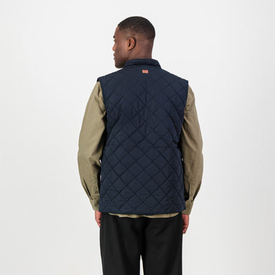 Springboks Barbour Navy Diamond Quilted Gilet Vest Lightweight Warm Pockets