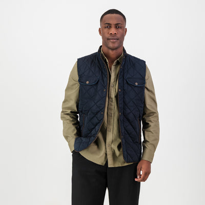 Springboks Barbour Navy Diamond Quilted Gilet Vest Lightweight Warm Pockets