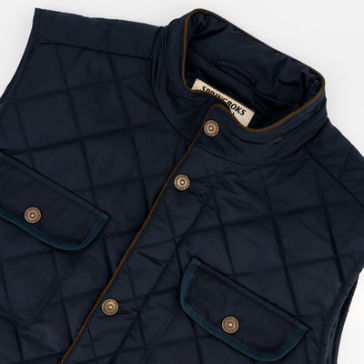 Springboks Barbour Navy Diamond Quilted Gilet Vest Lightweight Warm Pockets