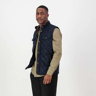 Springboks Barbour Navy Gilet: Durable Quilted Polyester Vest for Warmth & Style