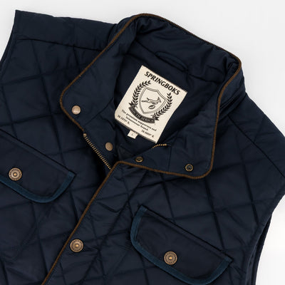 Springboks Barbour Navy Gilet: Durable Quilted Polyester Vest for Warmth & Style