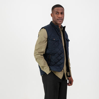Springboks Barbour Navy Diamond Quilted Gilet Vest Lightweight Warm Pockets