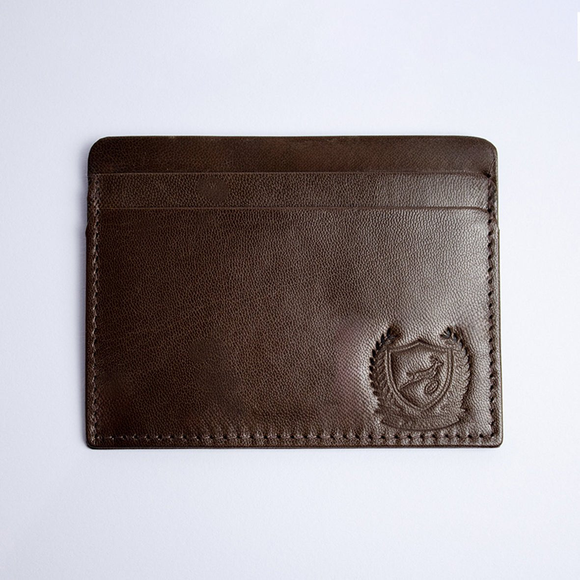 Springboks Classic Dark Brown Leather Card Holder Wallet - Slim, Durable, Embossed
