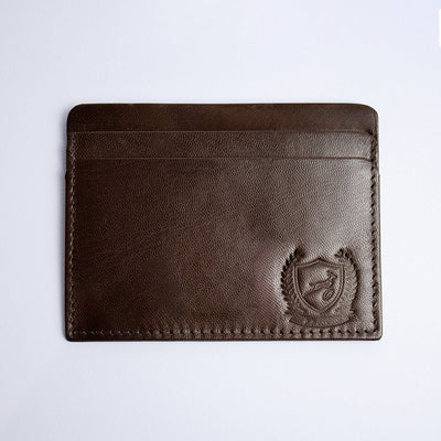 Springboks Classic Dark Brown Leather Card Holder Wallet - Slim, Durable, Embossed