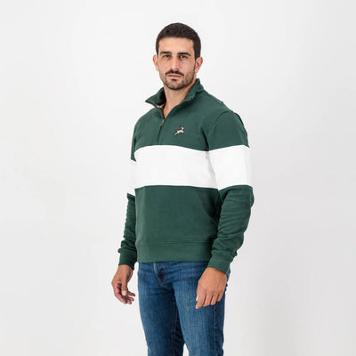 Springboks Classic Hoop Quarter Zip: Premium Cotton Terry, Embroidered Rugby Fan Sweatshirt