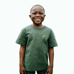Springboks Kids Crew Neck Tee: Comfortable Cotton, Small Logo, Bottle Green