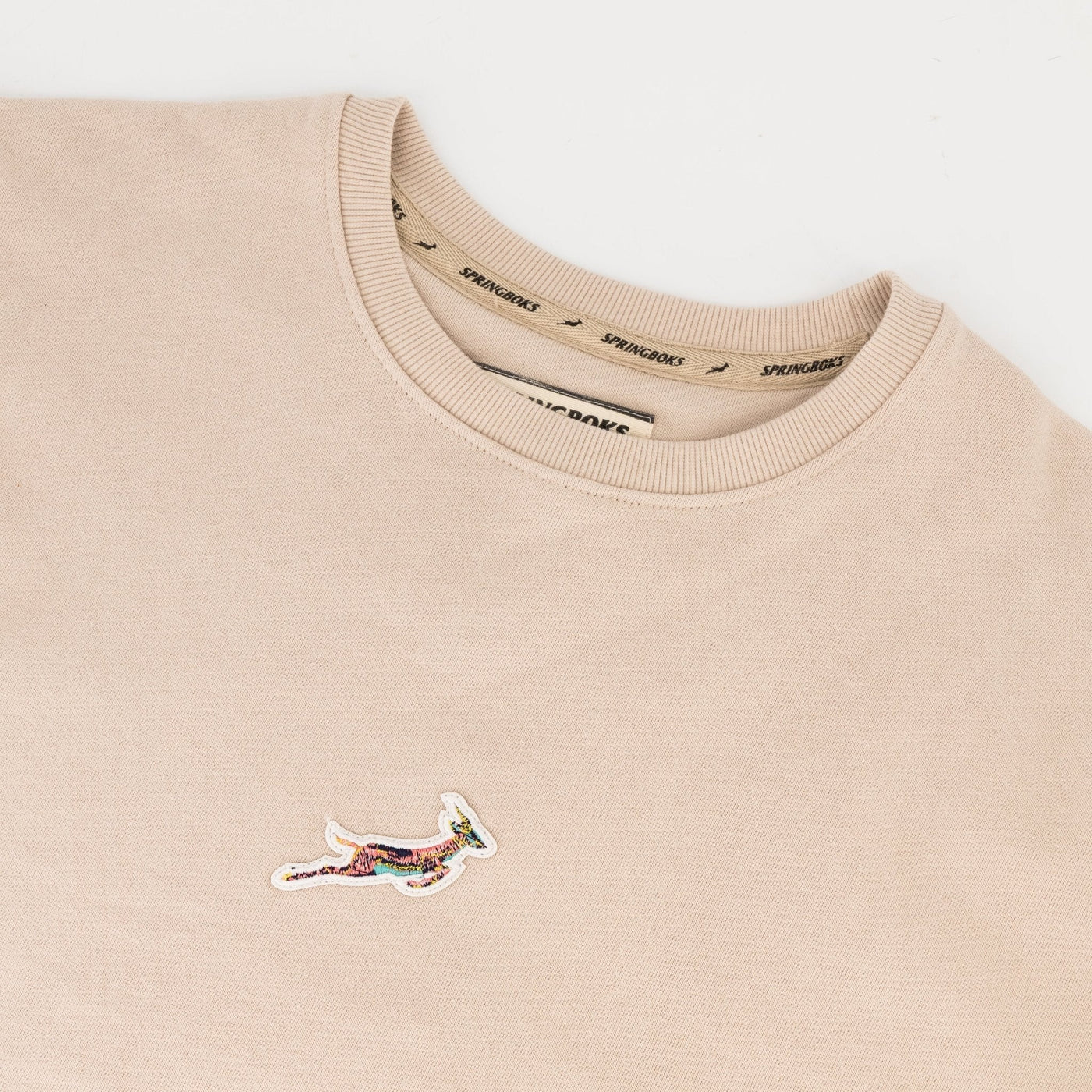 Springboks Colour Pop Ivory Sweatshirt: Premium Cotton Terry, Embroidered Rugby Fan Gear